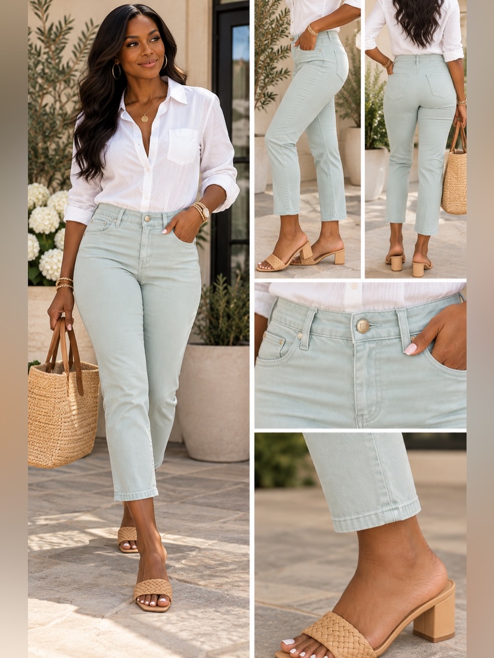 Talbots Jegging Crop Size 6 Seafoam Green Coastal Preppy Quiet Luxury